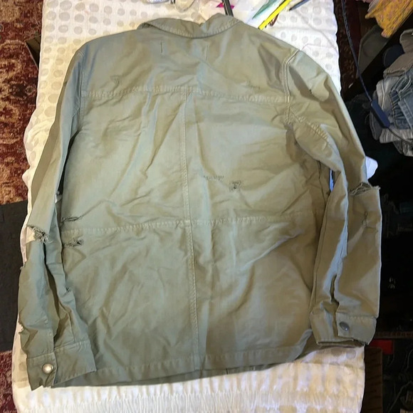 TREASURE & BOND STAND COLLAR COTTON TWIN JACKET IN GREEN BASIL L NWT - Picture 2 of 4